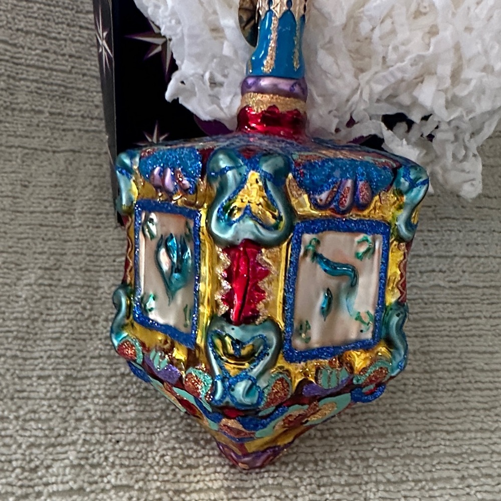 Colorful Glass Dreidel Ornament - Picture 3 of 4